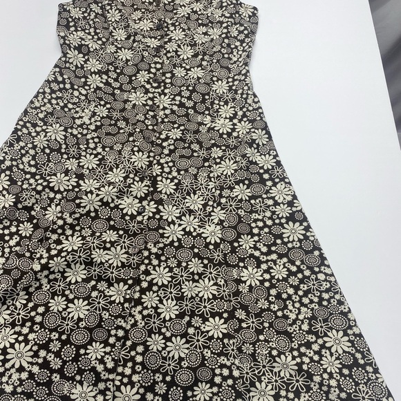 Christopher & Banks Vintage Linen Sleeveless Button Front Brown Floral Dress 10 - Picture 8 of 11